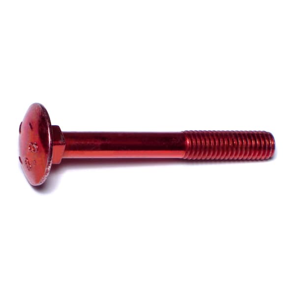 Midwest Fastener Carriage Bolt, Square Neck, 1.0mm (Coarse), 50 mm L, Steel, Red Rinsed Zinc, 5 PK 31168 - main